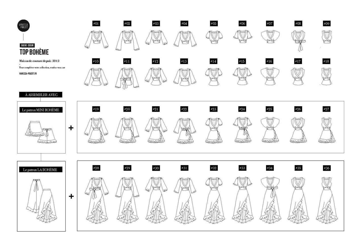 LA GAMME COMPLÈTE BOHÈME (du 32 au 52) - Vanessa Pouzet